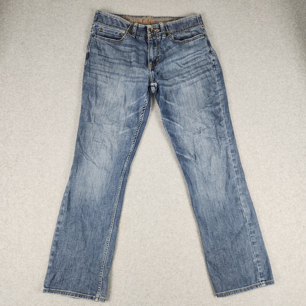 Urban Pipeline Jeans Men W30 Blue Denim Whiskered Medium Wash Ultraflex Straight